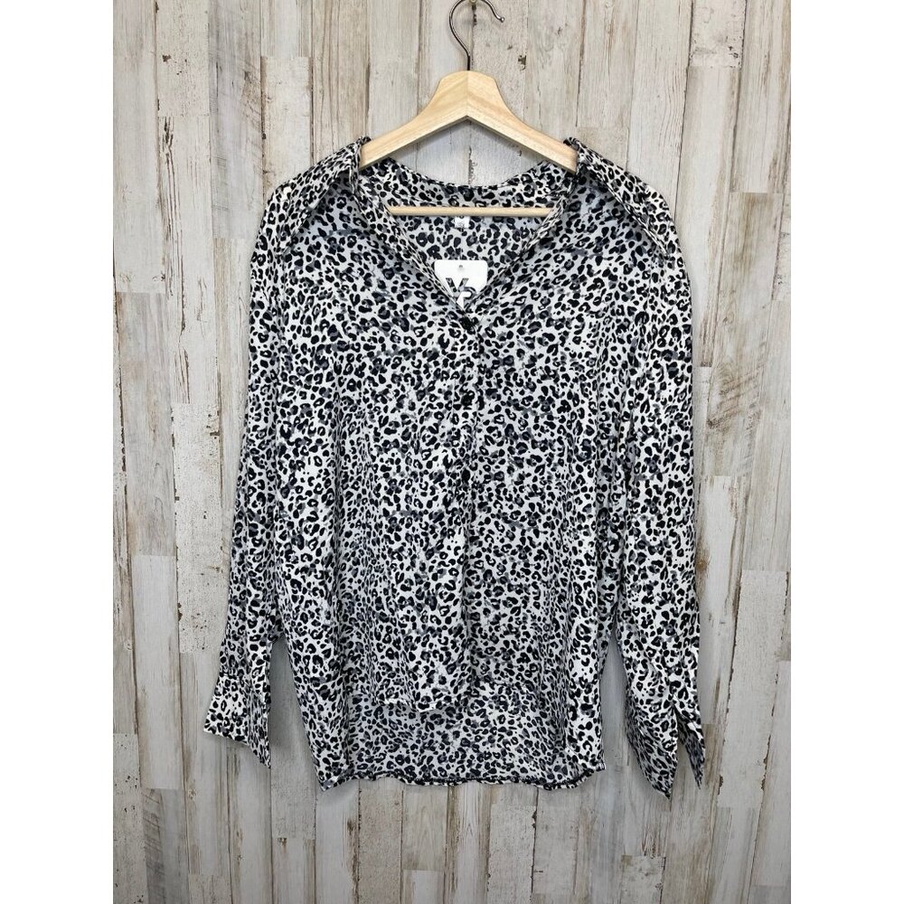 New animal print button down top size small